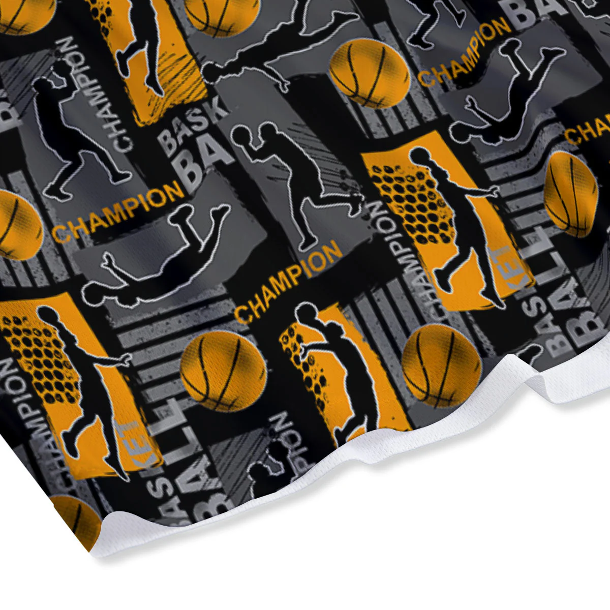 Basketball Black Yellow Print Pattern Mesh Shorts - Image 4