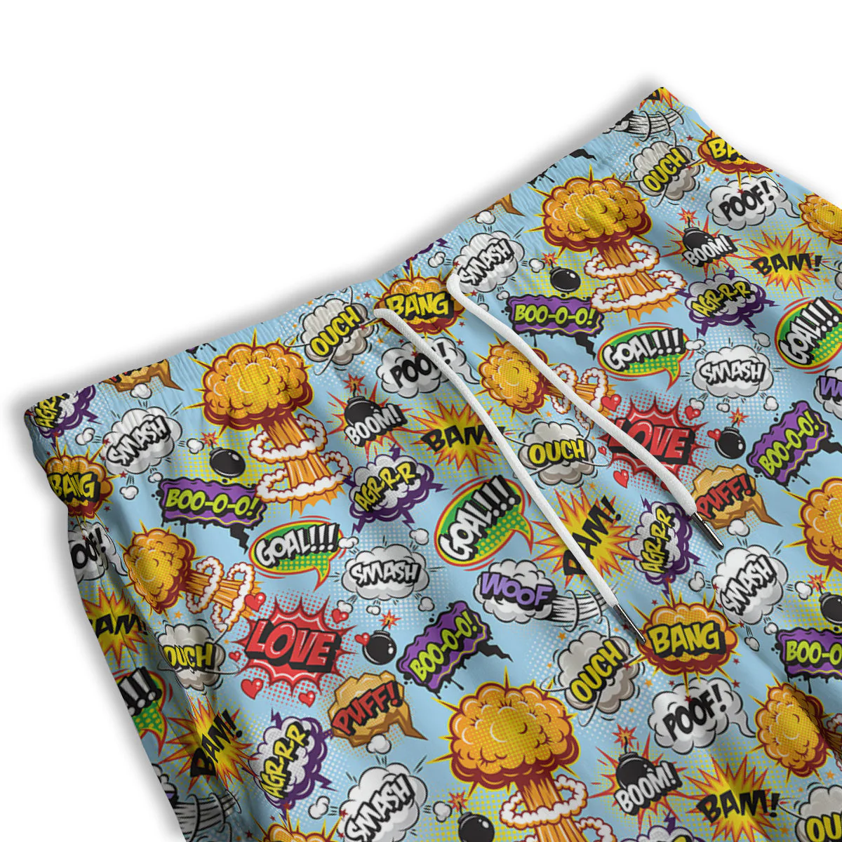 Comics Book Speech Print Pattern Men's Athletic Shorts - Image 3