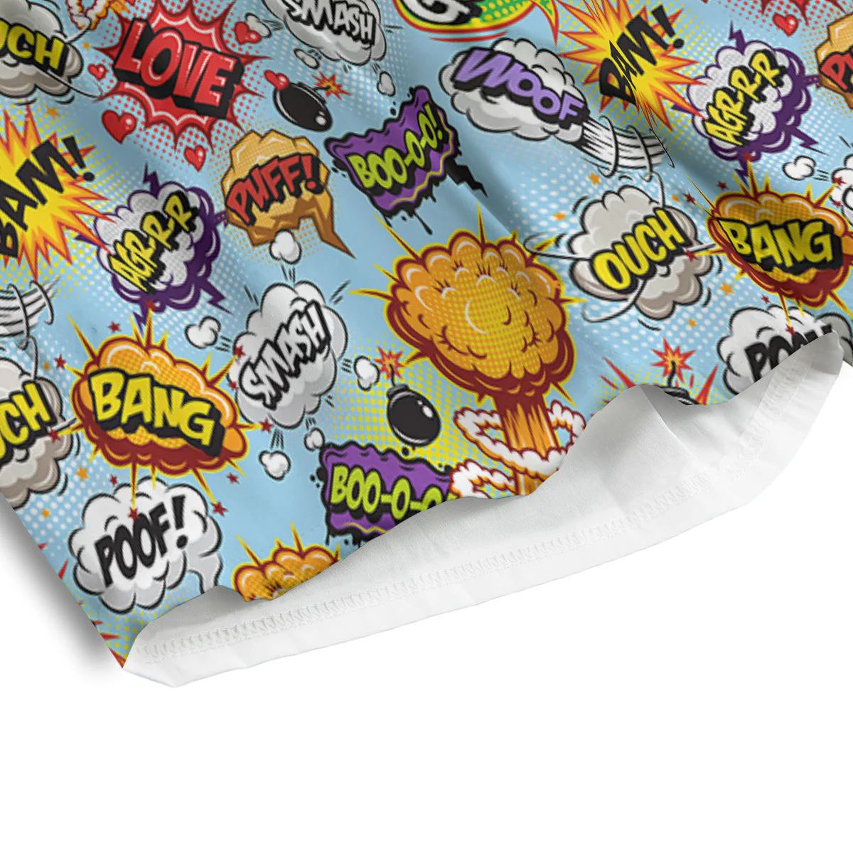 Comics Book Speech Print Pattern Men's Athletic Shorts - Image 4