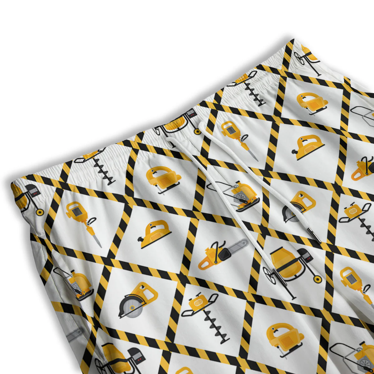 Construction Equipment Yellow Print Pattern Men's Athletic Shorts - Image 3