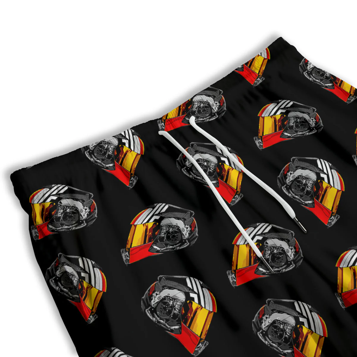 Cool Biker Helmet Print Pattern Men's Athletic Shorts - Image 3