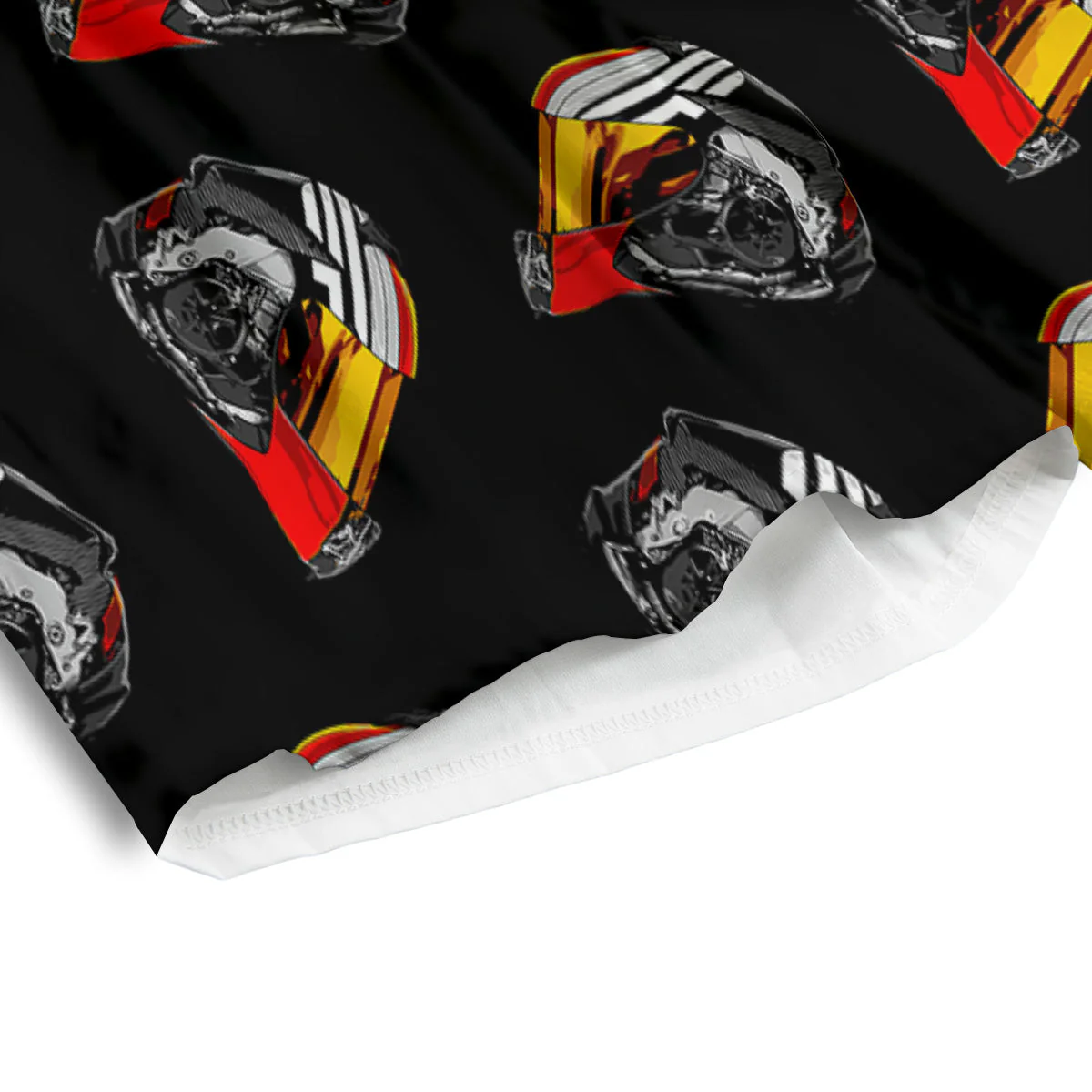 Cool Biker Helmet Print Pattern Men's Athletic Shorts - Image 4