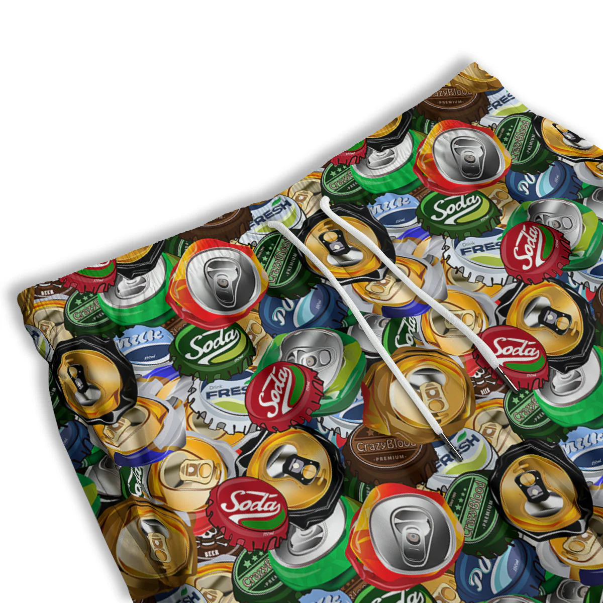 Crumpled Cans And Caps Print Pattern Men's Athletic Shorts - Image 3