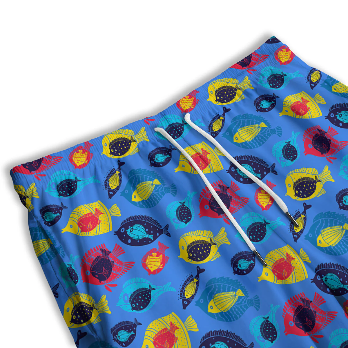 Cute Fish Colorful Blue Print Pattern Men's Athletic Shorts - Image 3