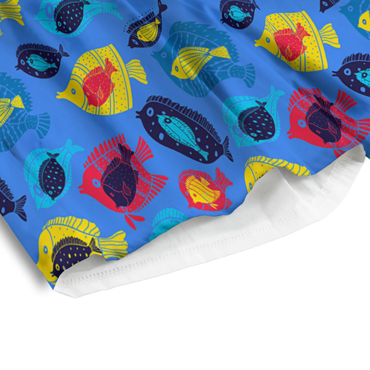 Cute Fish Colorful Blue Print Pattern Men's Athletic Shorts - Image 4