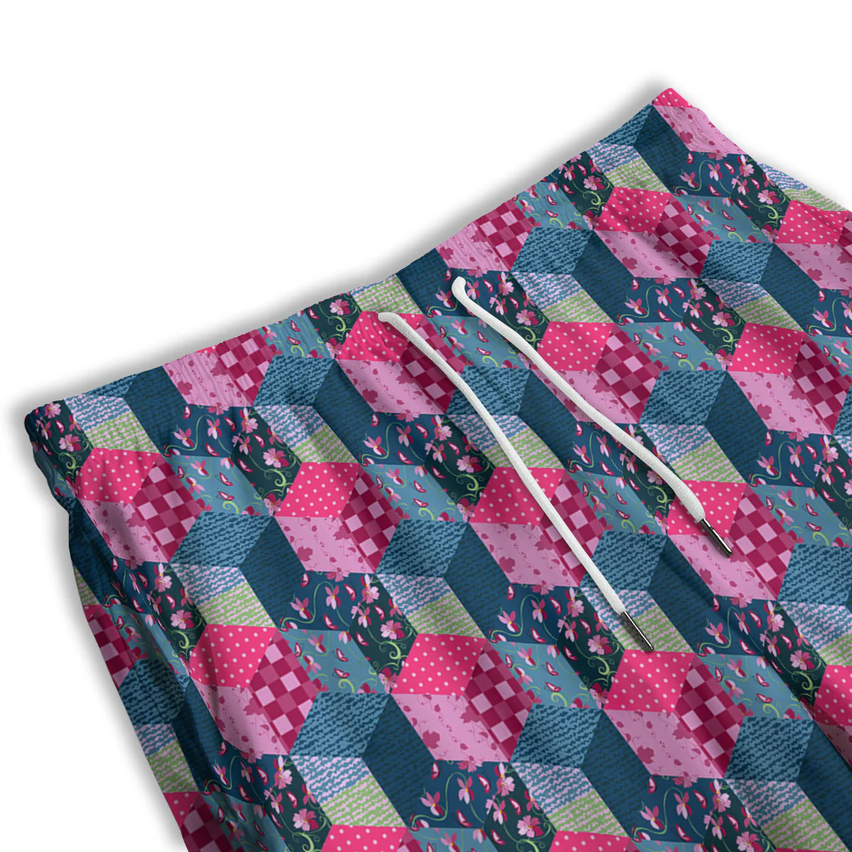 Cute Floral Patchwork Print Pattern Men's Athletic Shorts - Image 3