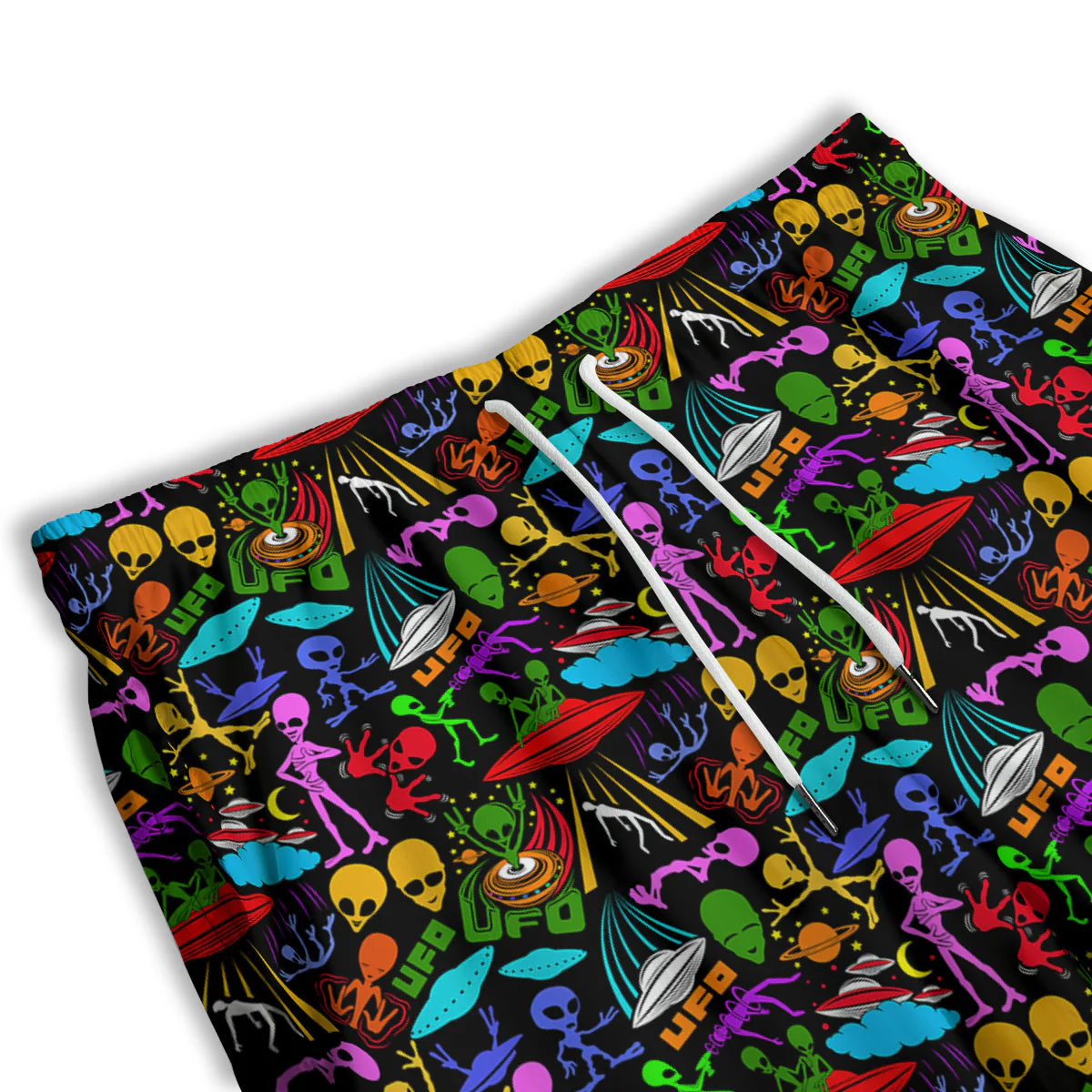 Extraterrestrial Aliens Colorful Print Pattern Men's Athletic Shorts - Image 3
