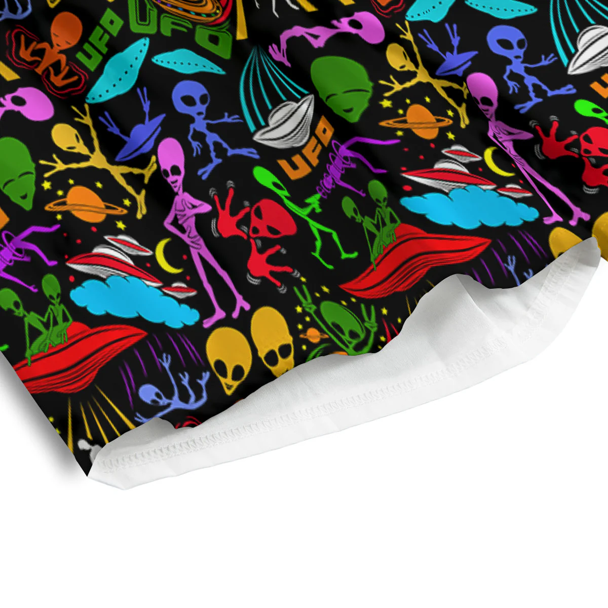 Extraterrestrial Aliens Colorful Print Pattern Men's Athletic Shorts - Image 4