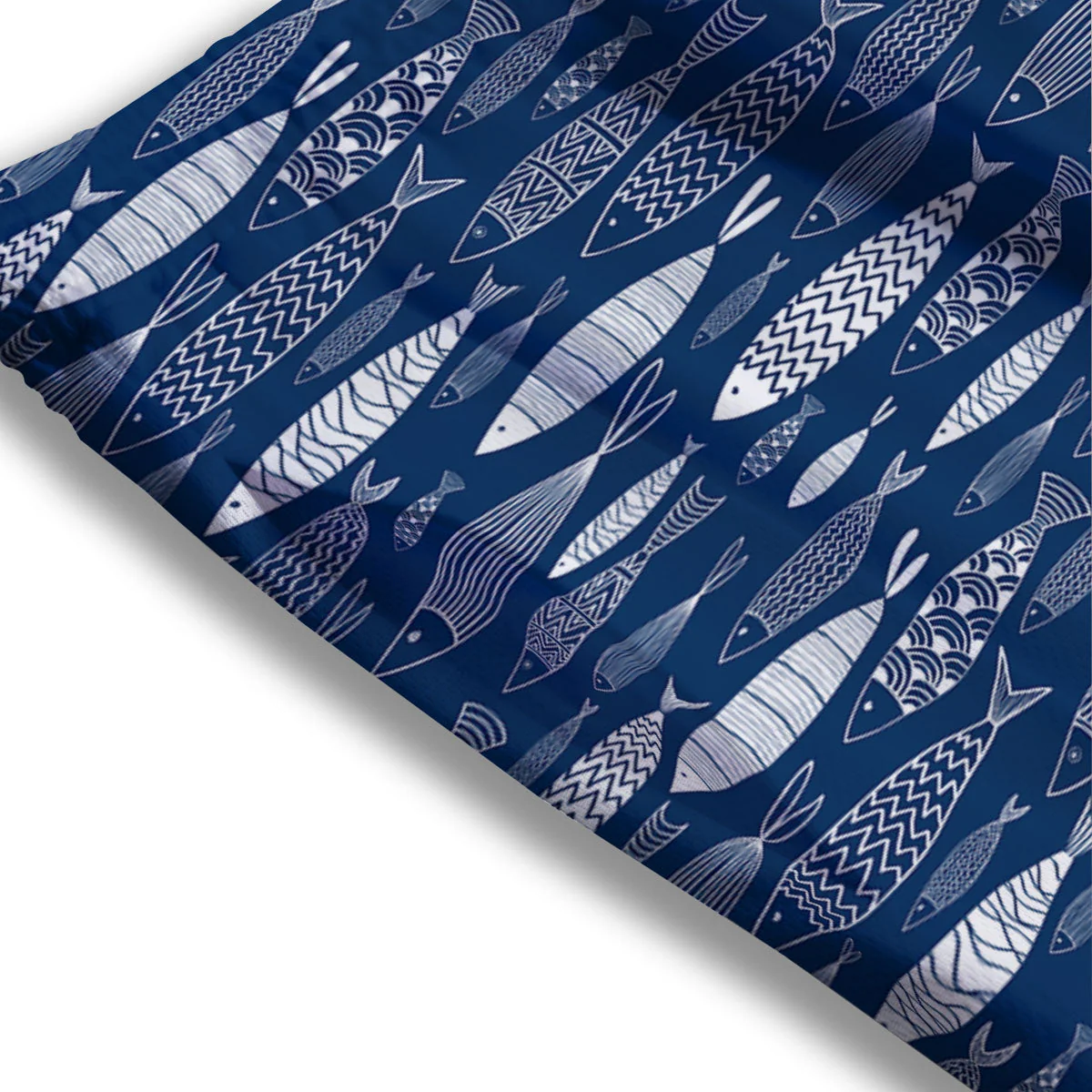 Fish Ornamental Print Pattern Mesh Shorts - Image 3