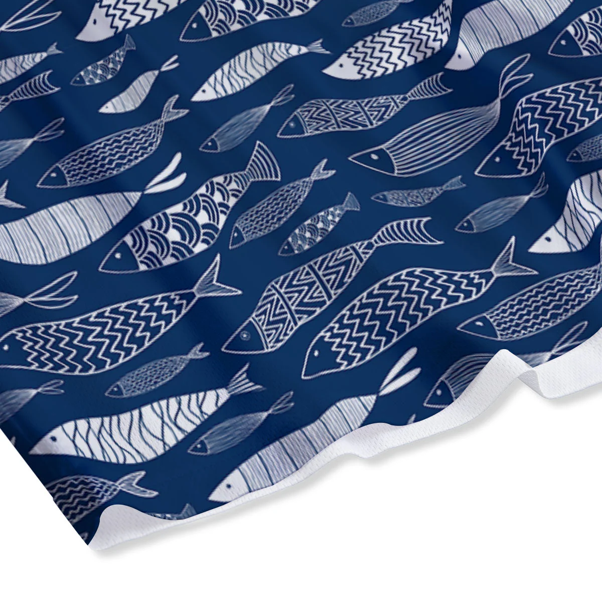 Fish Ornamental Print Pattern Mesh Shorts - Image 4