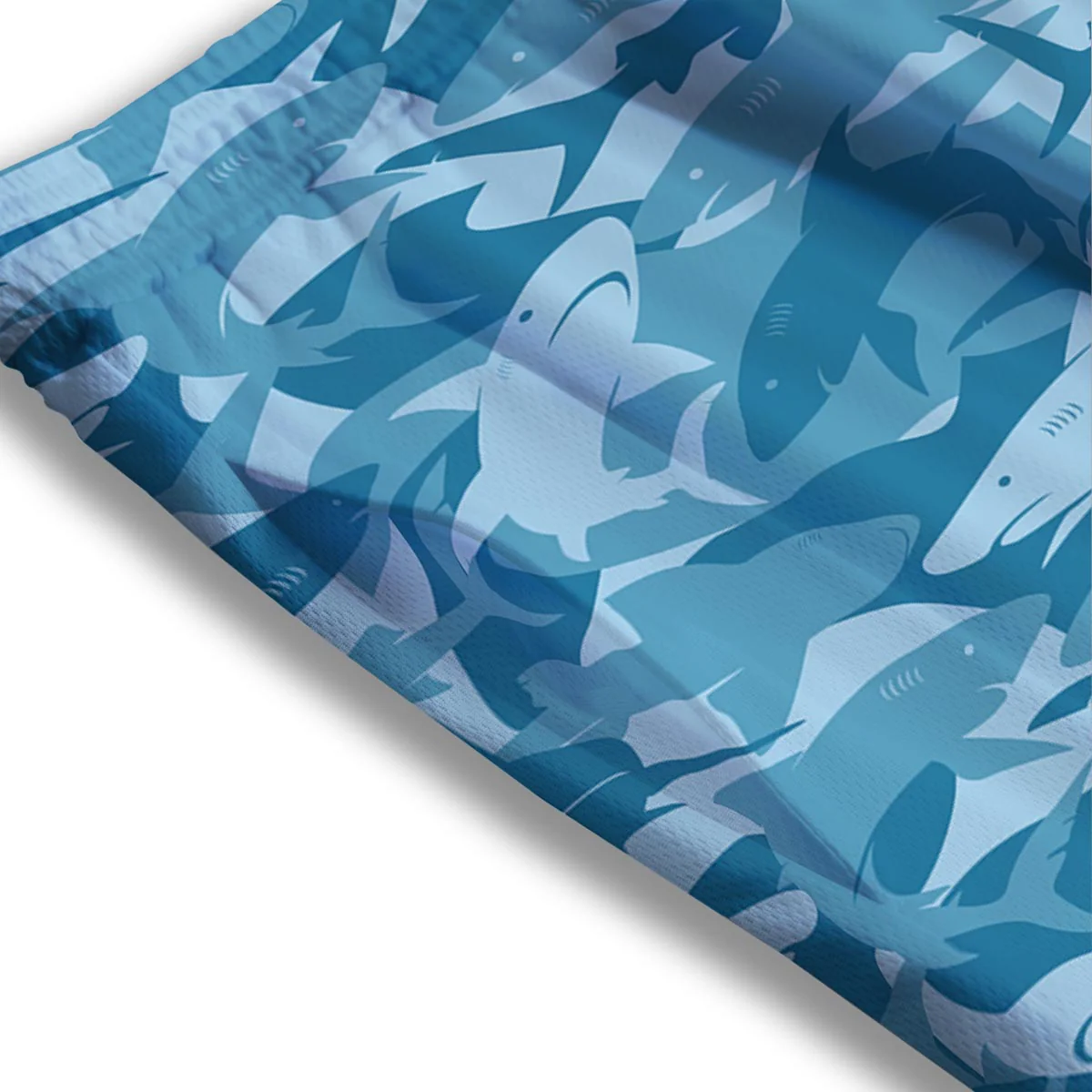 Fish Shark Print Pattern Mesh Shorts - Image 3