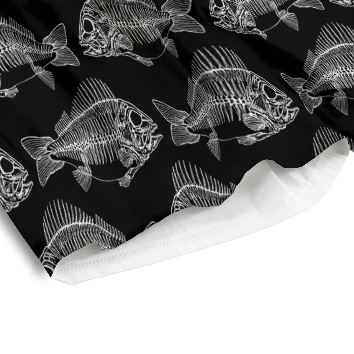 Fish Skeleton Print Pattern Men's Athletic Shorts - Image 4