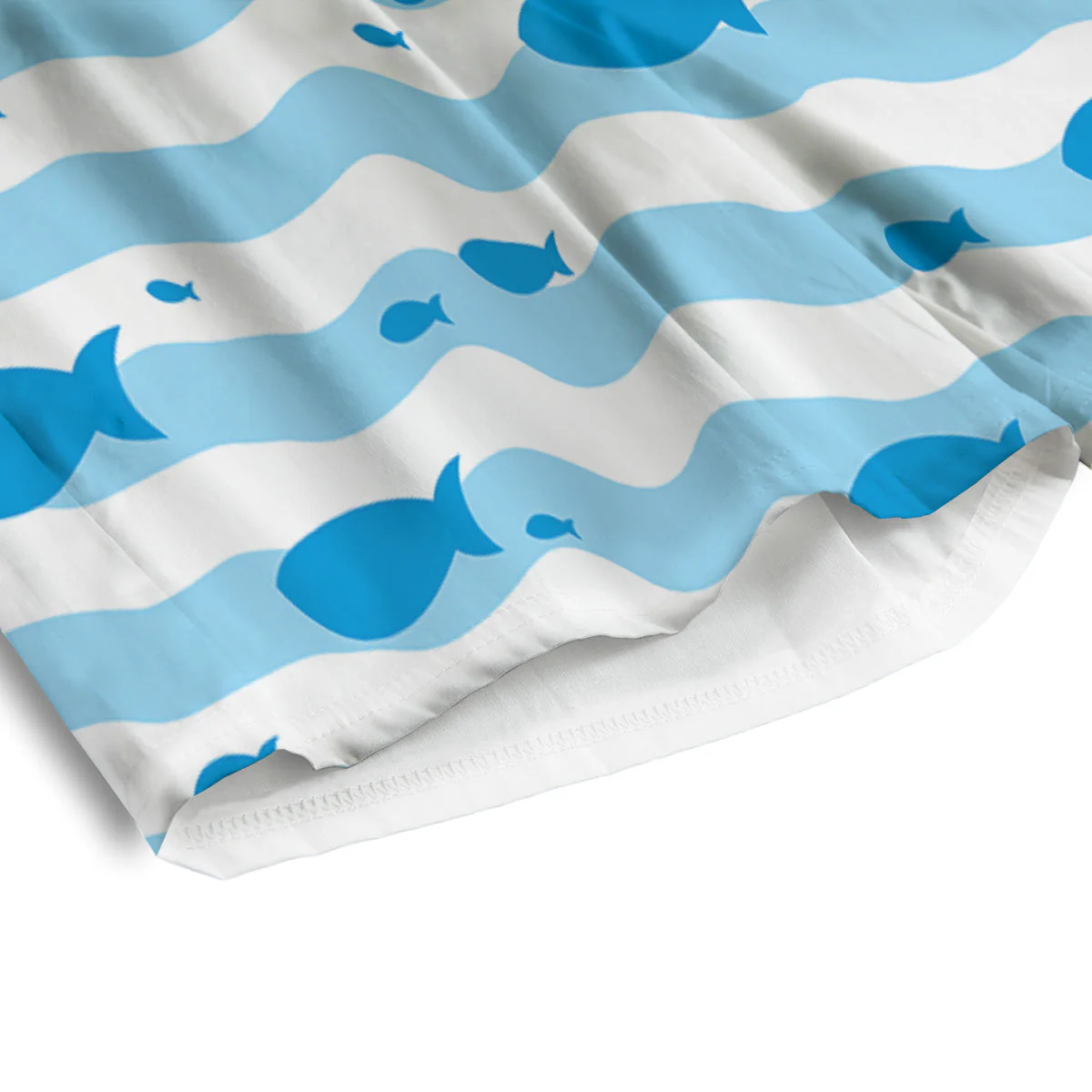 Fish Swimming In Blue Sea Print Pattern Men's Athletic Shorts - Image 4