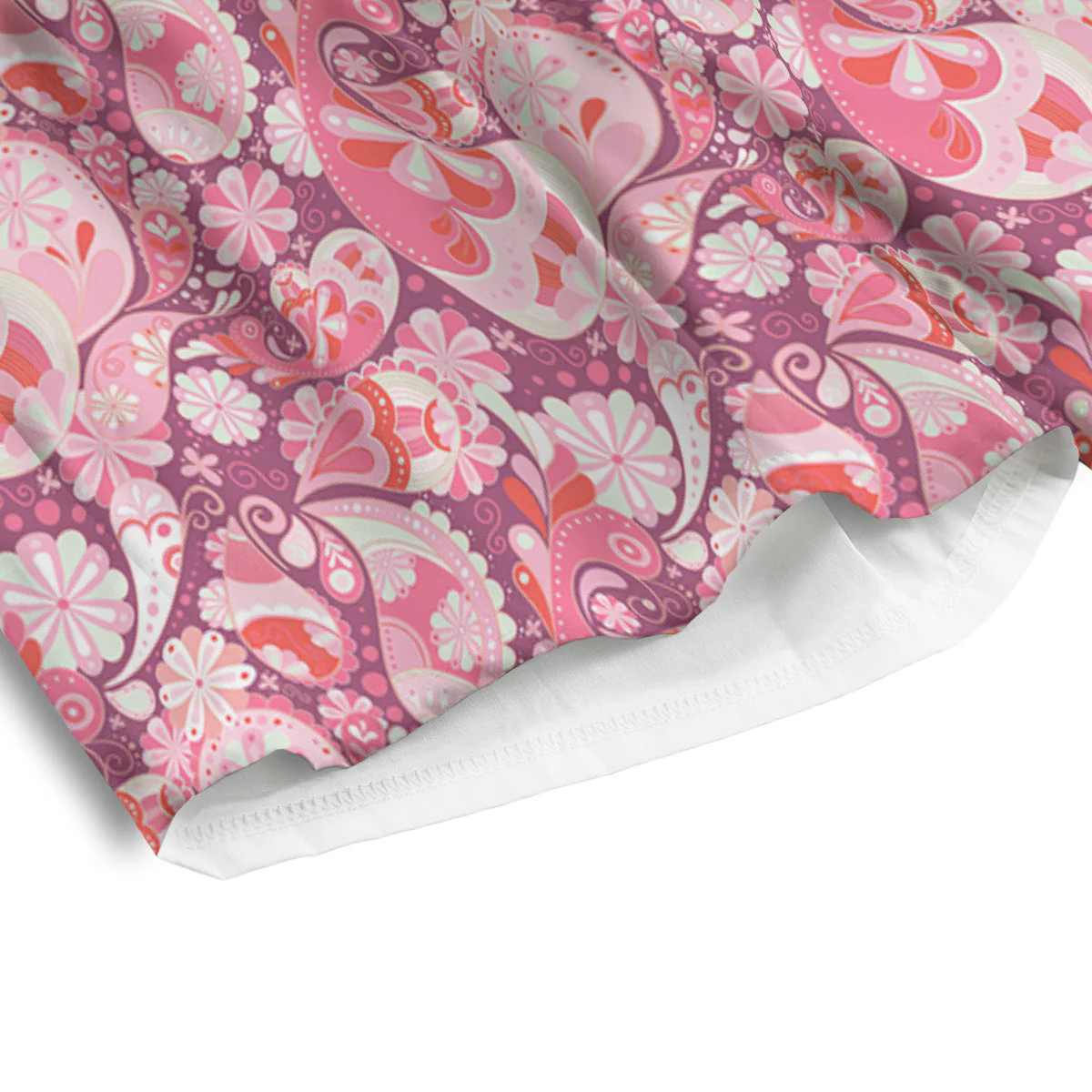 Floral Pink Paisley Print Pattern Men's Athletic Shorts - Image 4