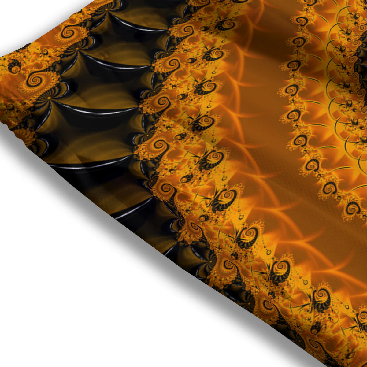 Fractal Orange Print Mesh Shorts - Image 3