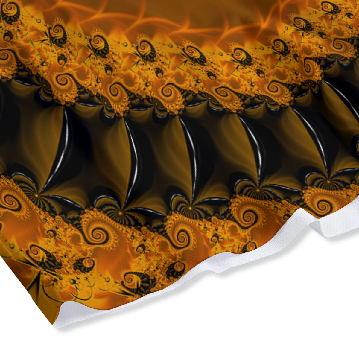 Fractal Orange Print Mesh Shorts - Image 4