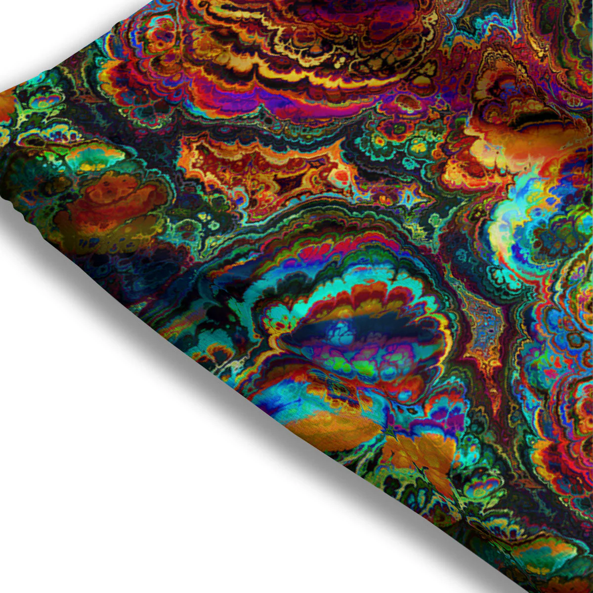 Fractal Psychedelic Print Pattern Mesh Shorts - Image 3