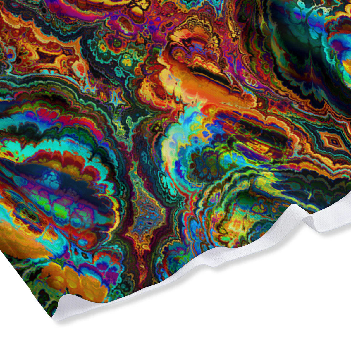 Fractal Psychedelic Print Pattern Mesh Shorts - Image 4