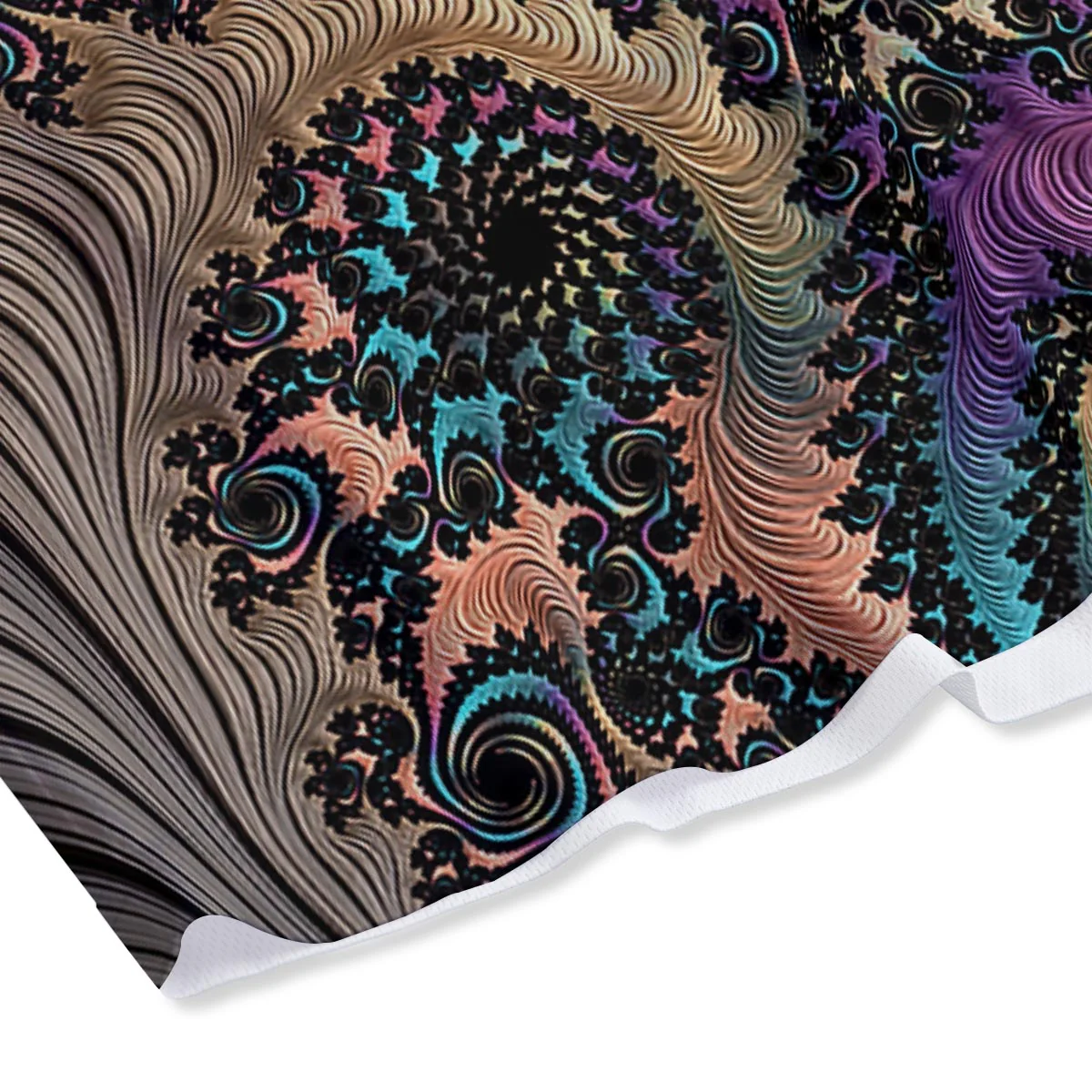 Fractal Trippy Print Mesh Shorts - Image 4