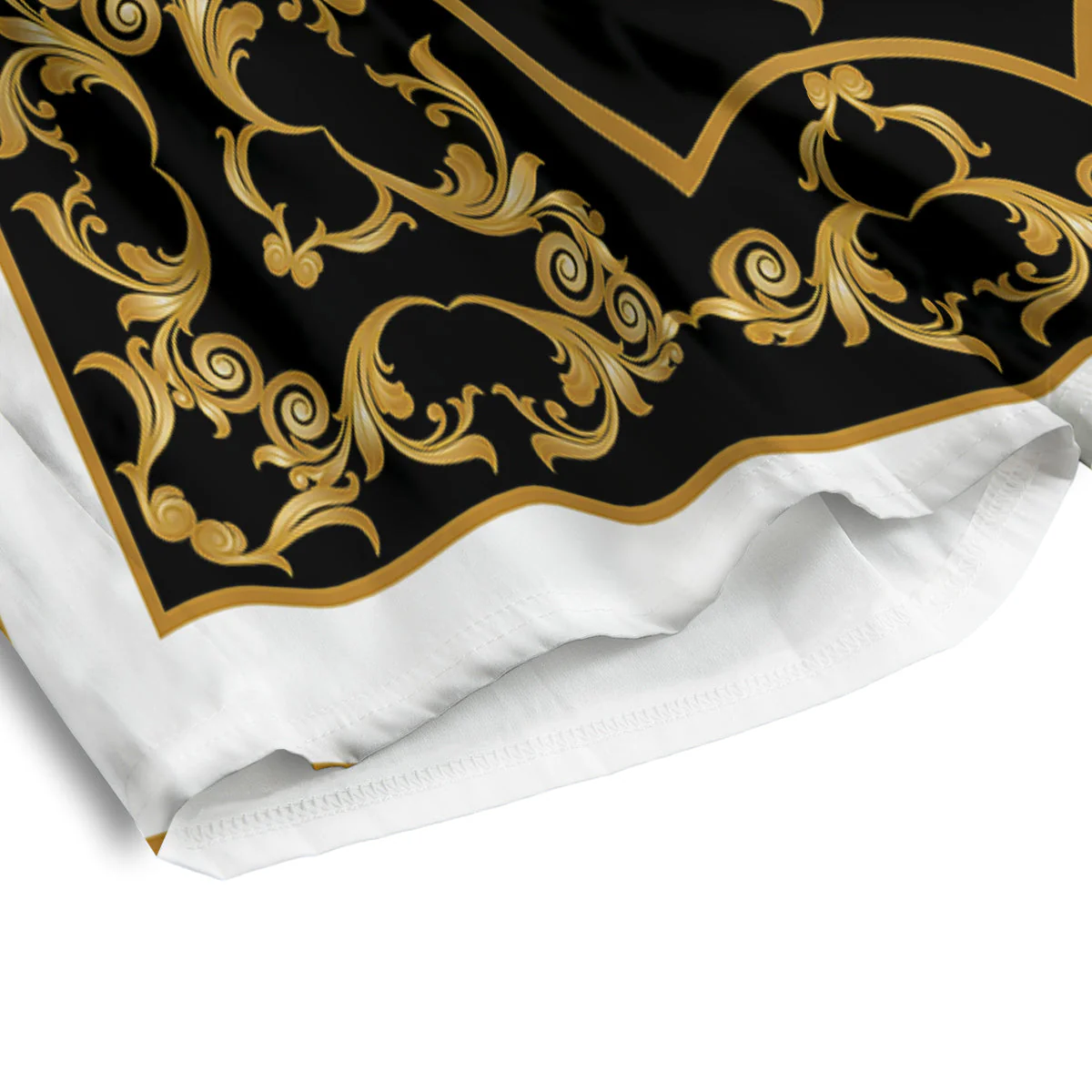 Golden Floral Baroque Black White Print Men's Athletic Shorts - Image 4