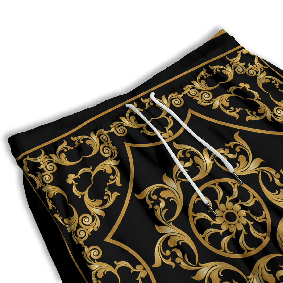 Golden Floral Baroque Print Men's Athletic Shorts - Image 3