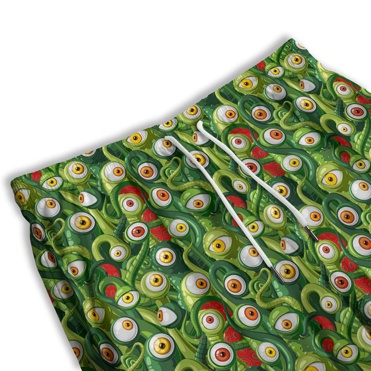 Green Alien Monster Print Pattern Men's Athletic Shorts - Image 3