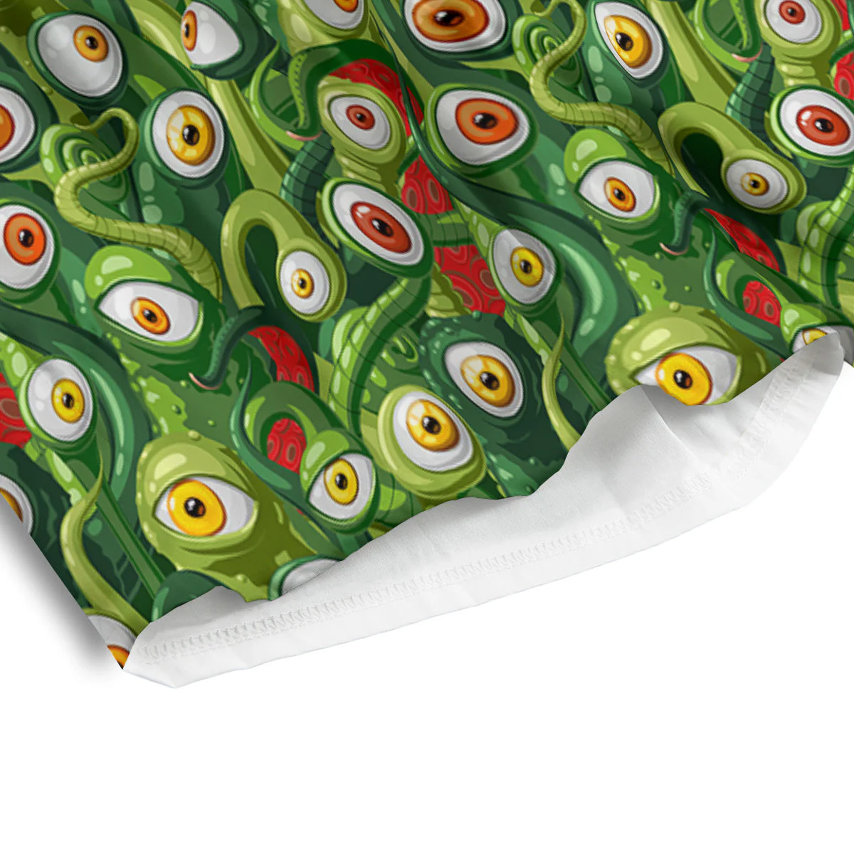 Green Alien Monster Print Pattern Men's Athletic Shorts - Image 4