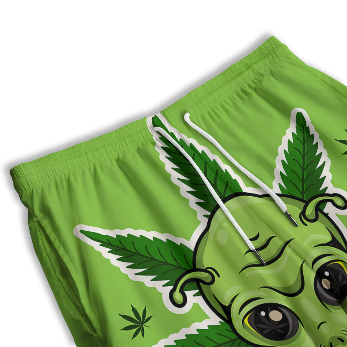 Green Alien Smoking Print Men's Athletic Shorts - Image 3
