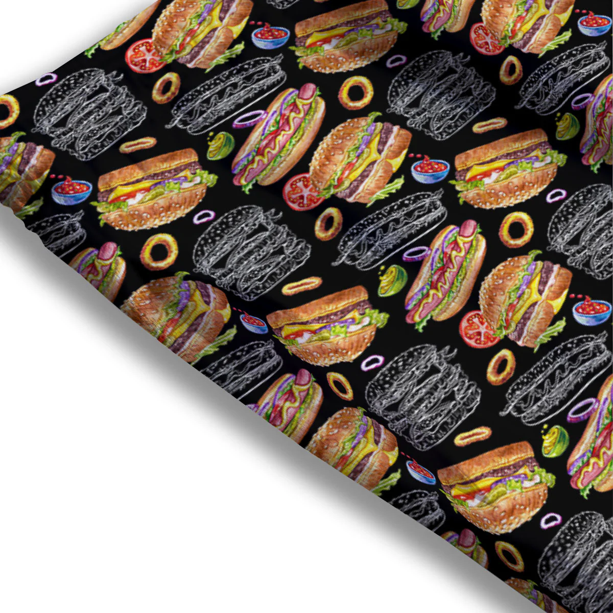 Hamburger And Hot Dog Print Pattern Mesh Shorts - Image 3