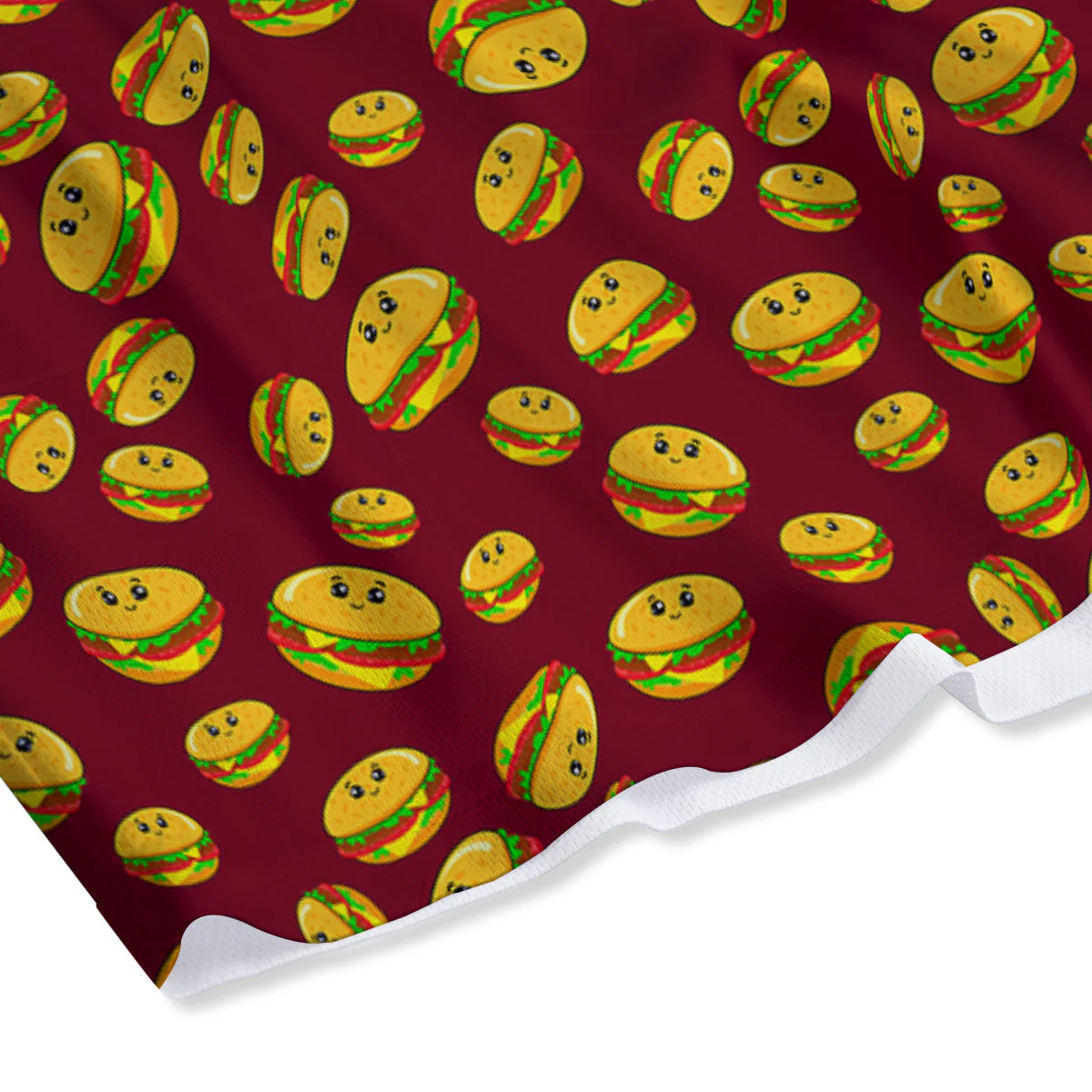 Hamburger Cute Print Pattern Mesh Shorts - Image 4