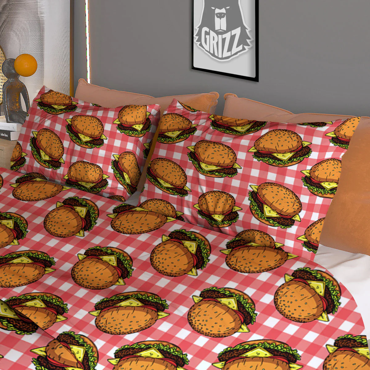 Hamburger Plaid Print Pattern Duvet Cover Bedding Set - Image 3