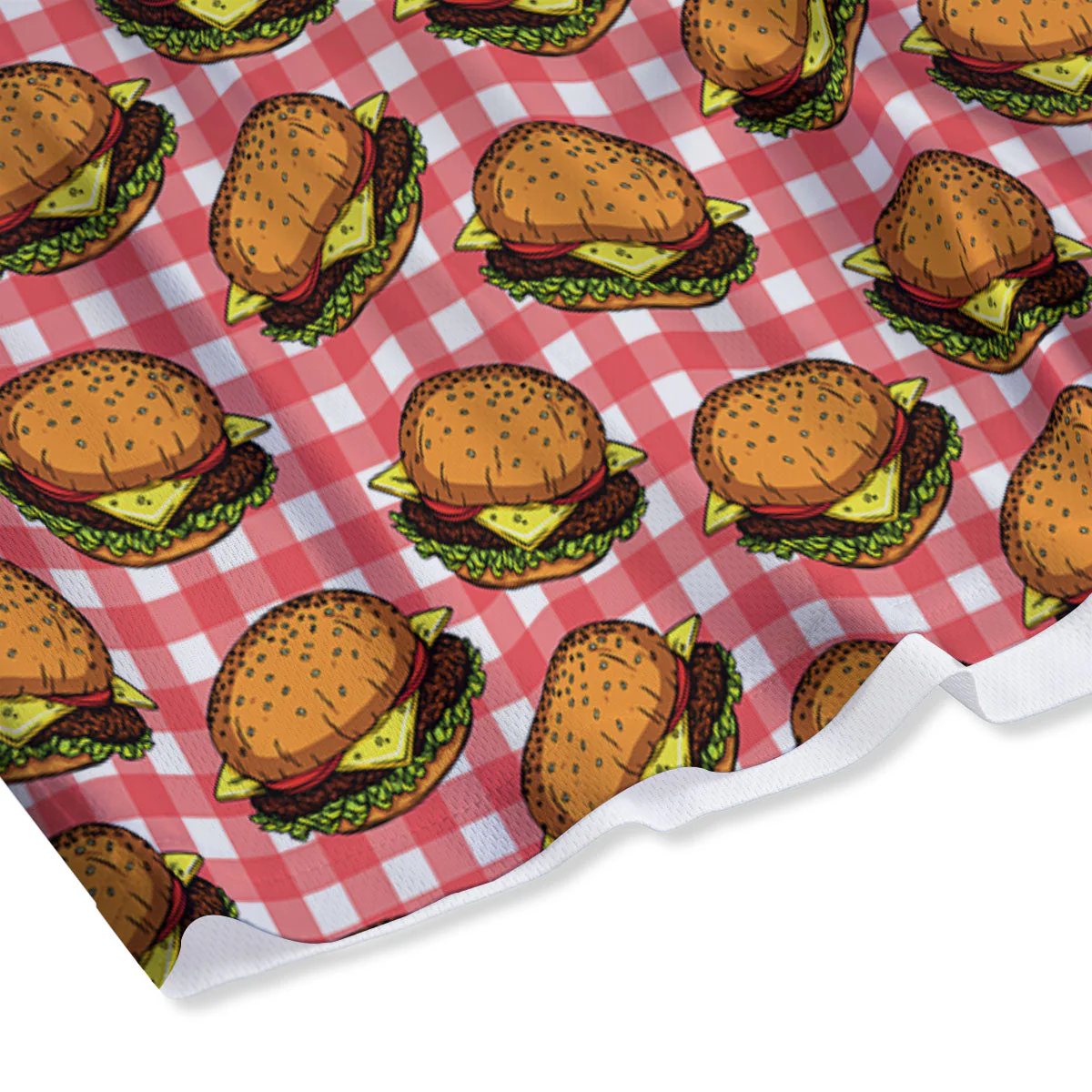 Hamburger Plaid Print Pattern Mesh Shorts - Image 4