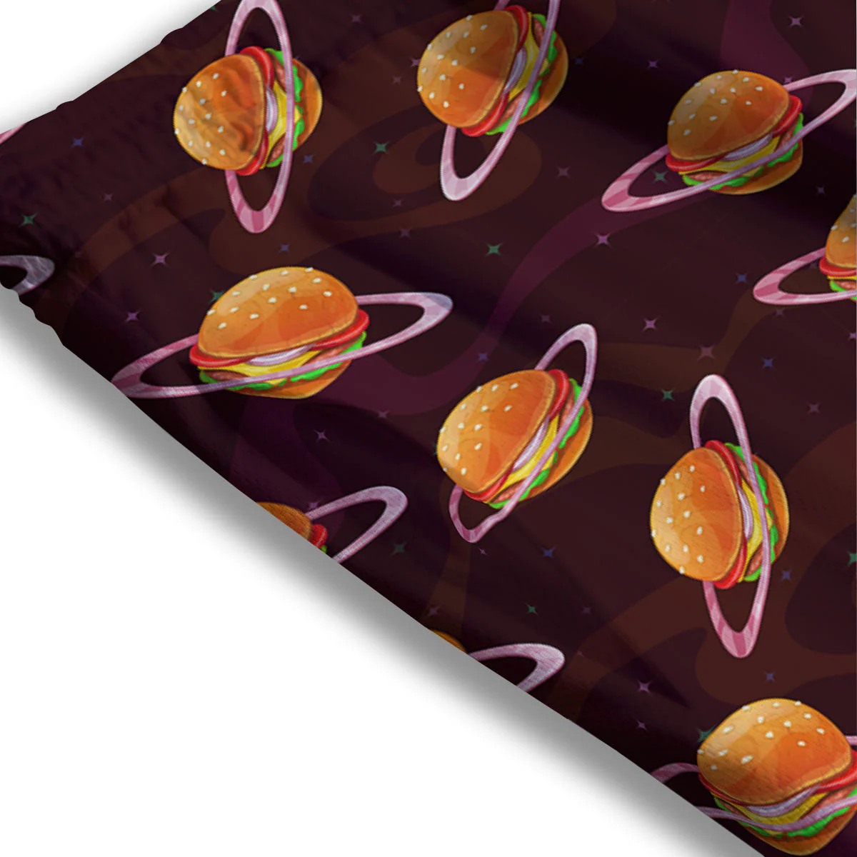 Hamburger Planet Print Pattern Mesh Shorts - Image 3