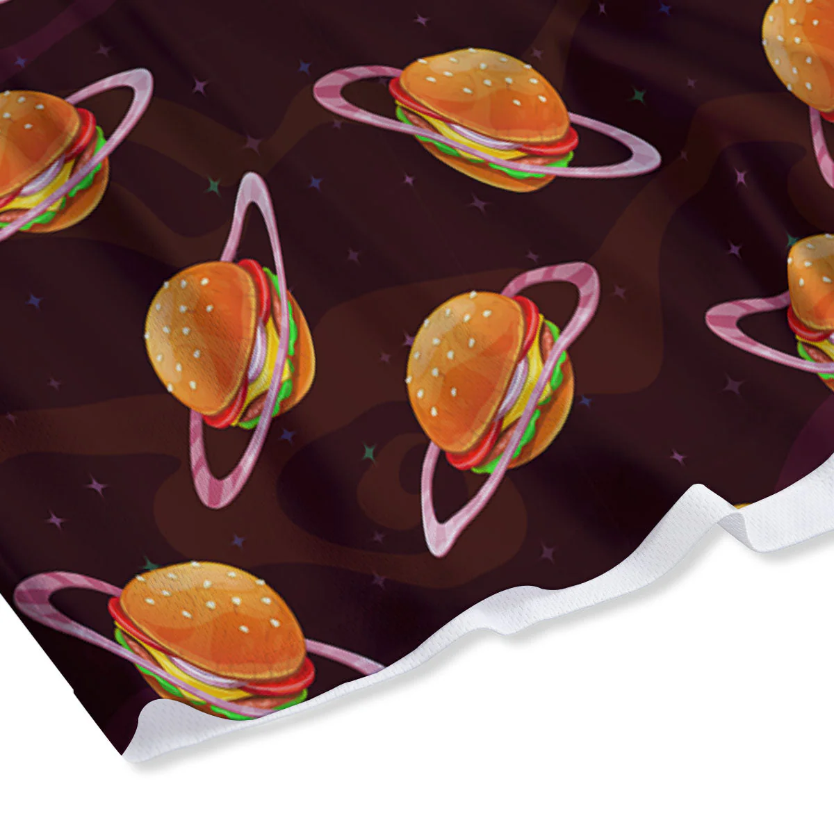 Hamburger Planet Print Pattern Mesh Shorts - Image 4