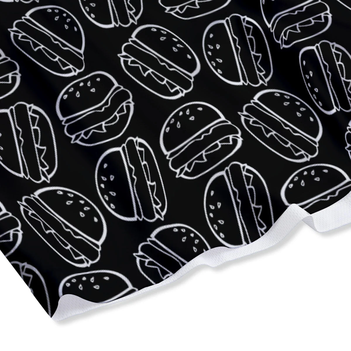 Hamburger White And Black Print Mesh Shorts - Image 4