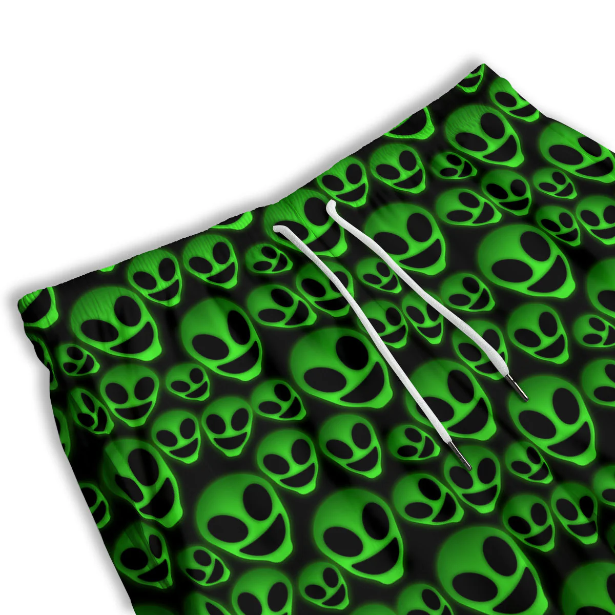 Horror Alien Green Neon Print Pattern Men's Athletic Shorts - Image 3
