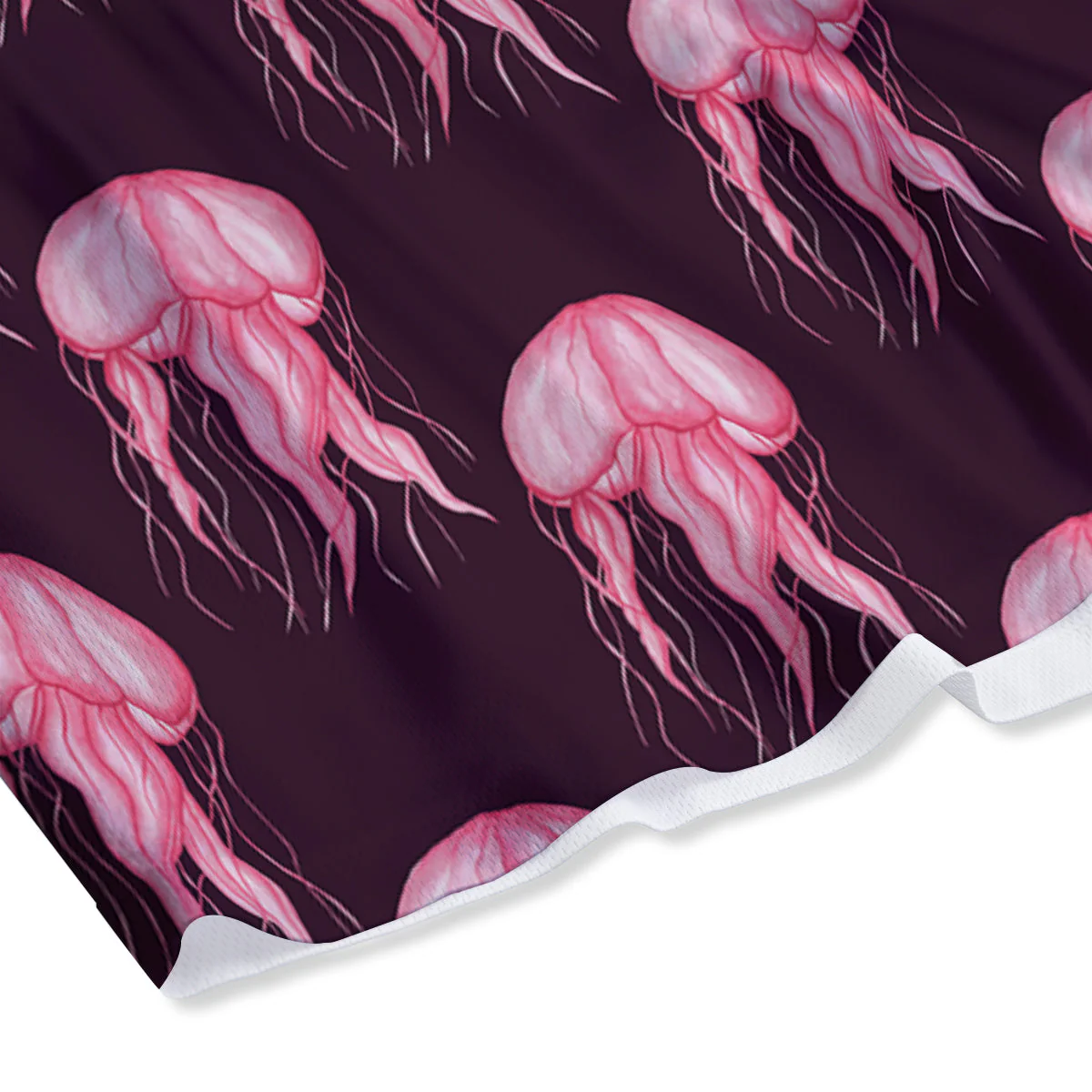 Jellyfish Watercolor Print Pattern Mesh Shorts - Image 4