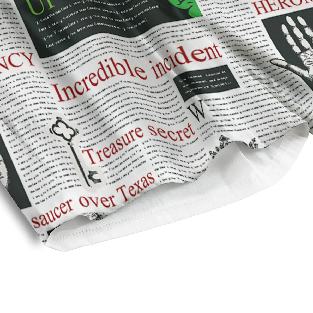 Newspaper Aliens Topic Print Pattern Men's Athletic Shorts - Image 4