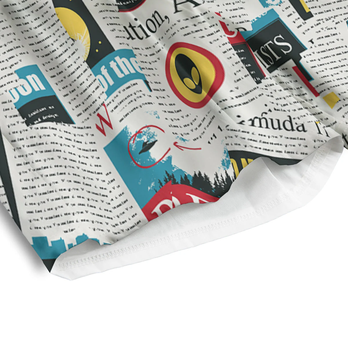 Newspaper Clippings On Aliens Topic Colorful Print Pattern Men's Athletic Shorts - Image 4