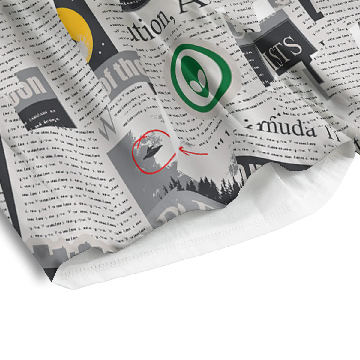 Newspaper Clippings On Aliens Topic Print Pattern Men's Athletic Shorts - Image 4