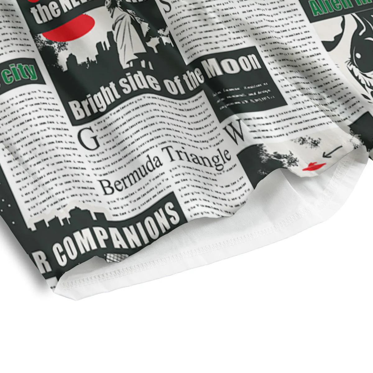 Newspaper Headlines Alien Print Pattern Men's Athletic Shorts - Image 4