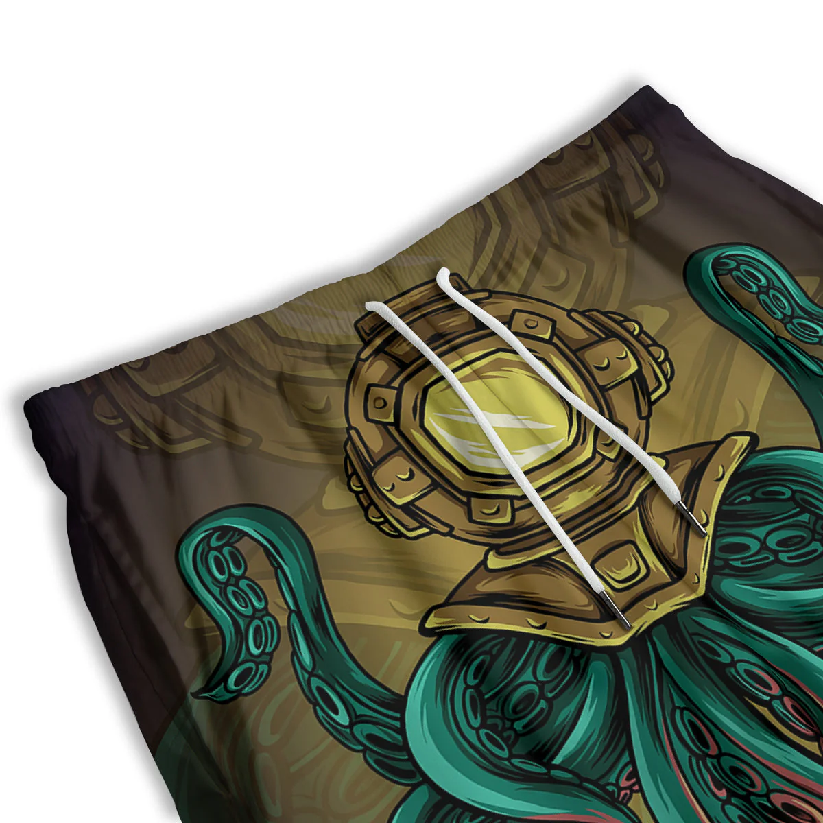 Octopus And Diving Helmet Print Men's Athletic Shorts - Image 3