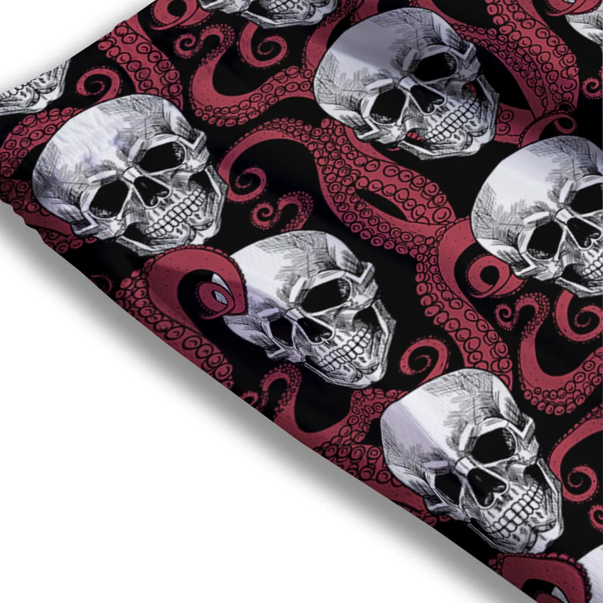 Octopus Skull Red Print Pattern Mesh Shorts - Image 3