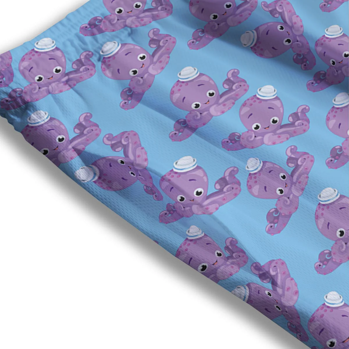 Octopus Teal And Purple Print Pattern Mesh Shorts - Image 3