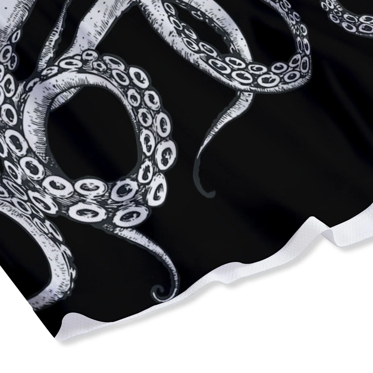 Octopus Tentacles White And Black Print Mesh Shorts - Image 4