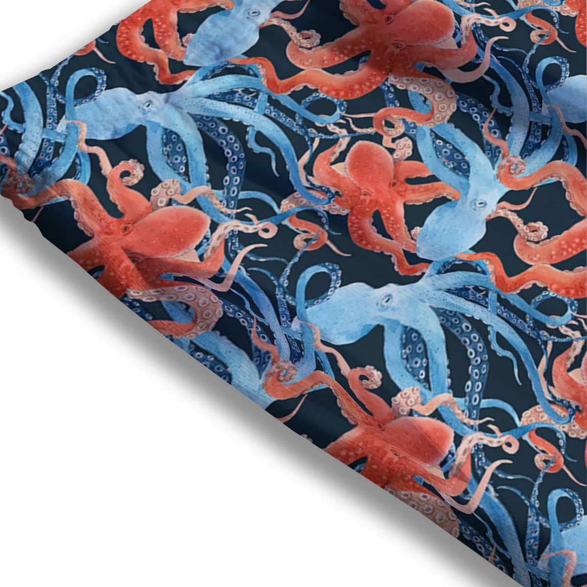 Octopus Watercolor Print Pattern Mesh Shorts - Image 3