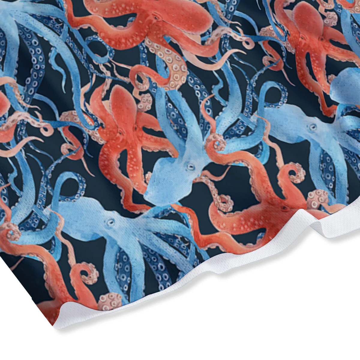 Octopus Watercolor Print Pattern Mesh Shorts - Image 4