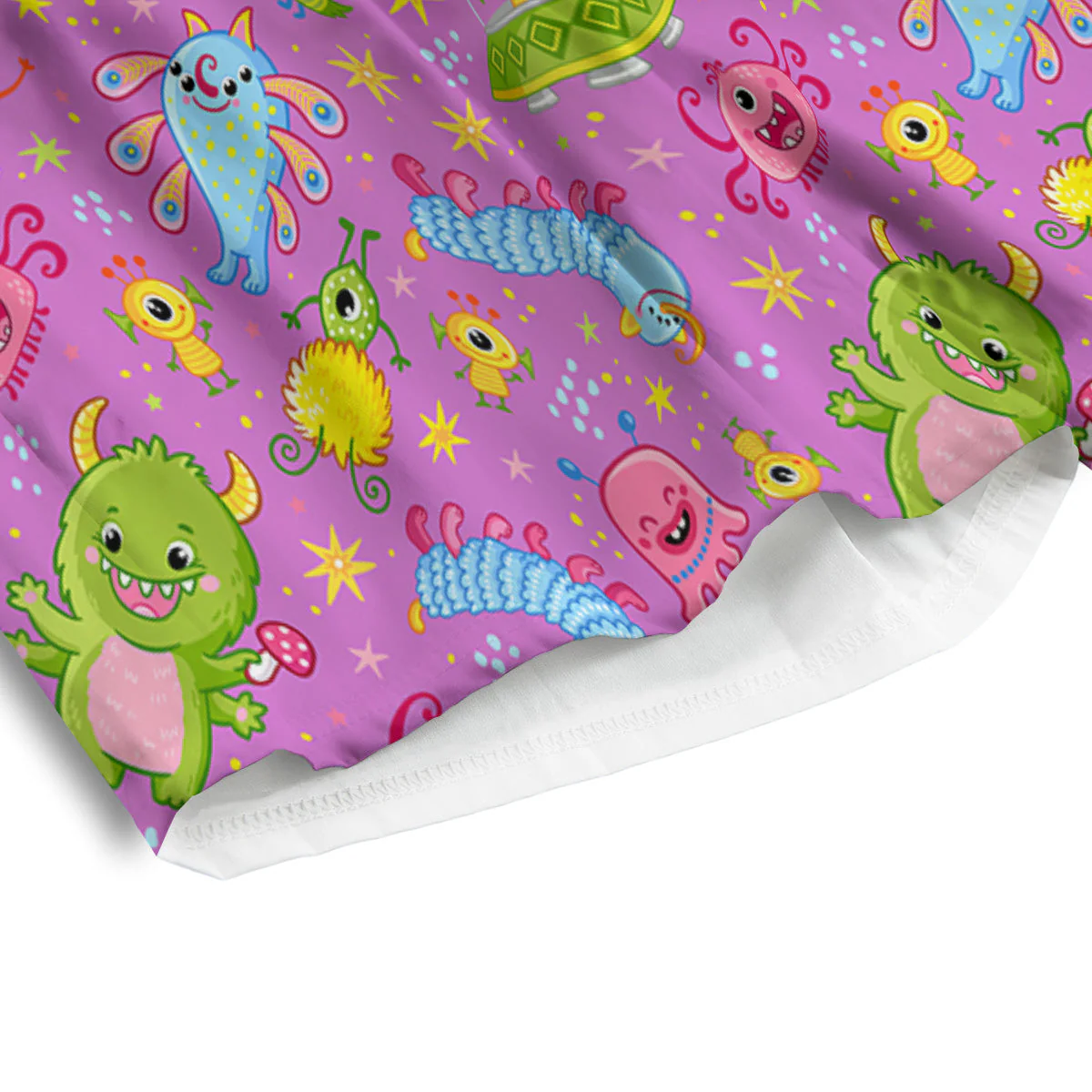 Pink Alien And Cute Monsters Print Pattern Men's Athletic Shorts - Image 4