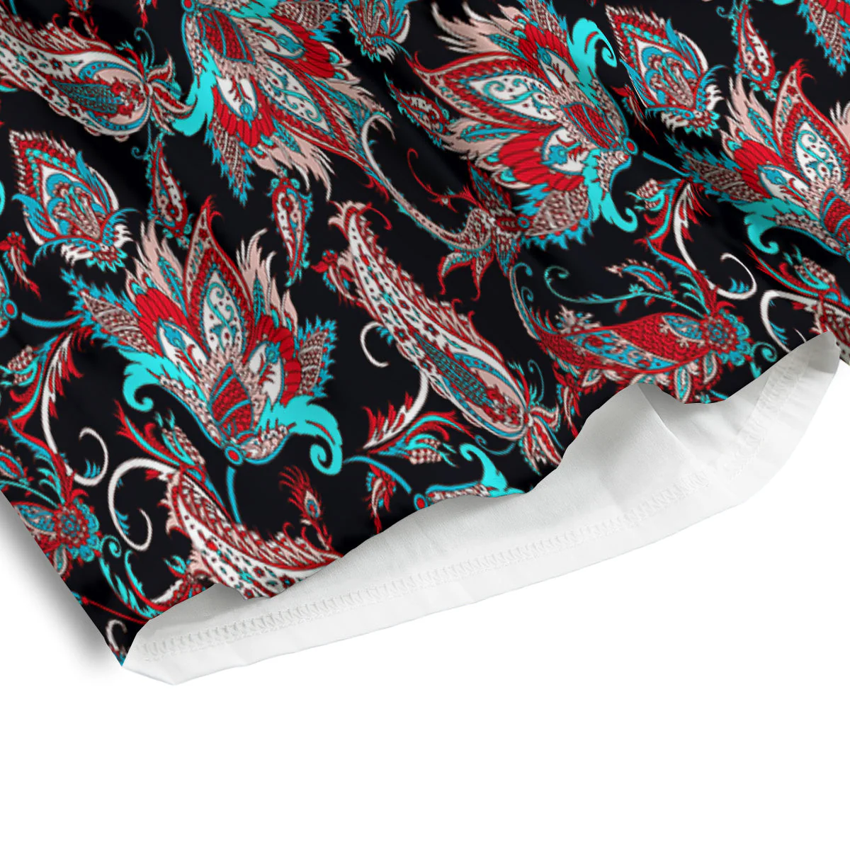 Red And Blue Neon Paisley Floral Print Pattern Men's Athletic Shorts - Image 4