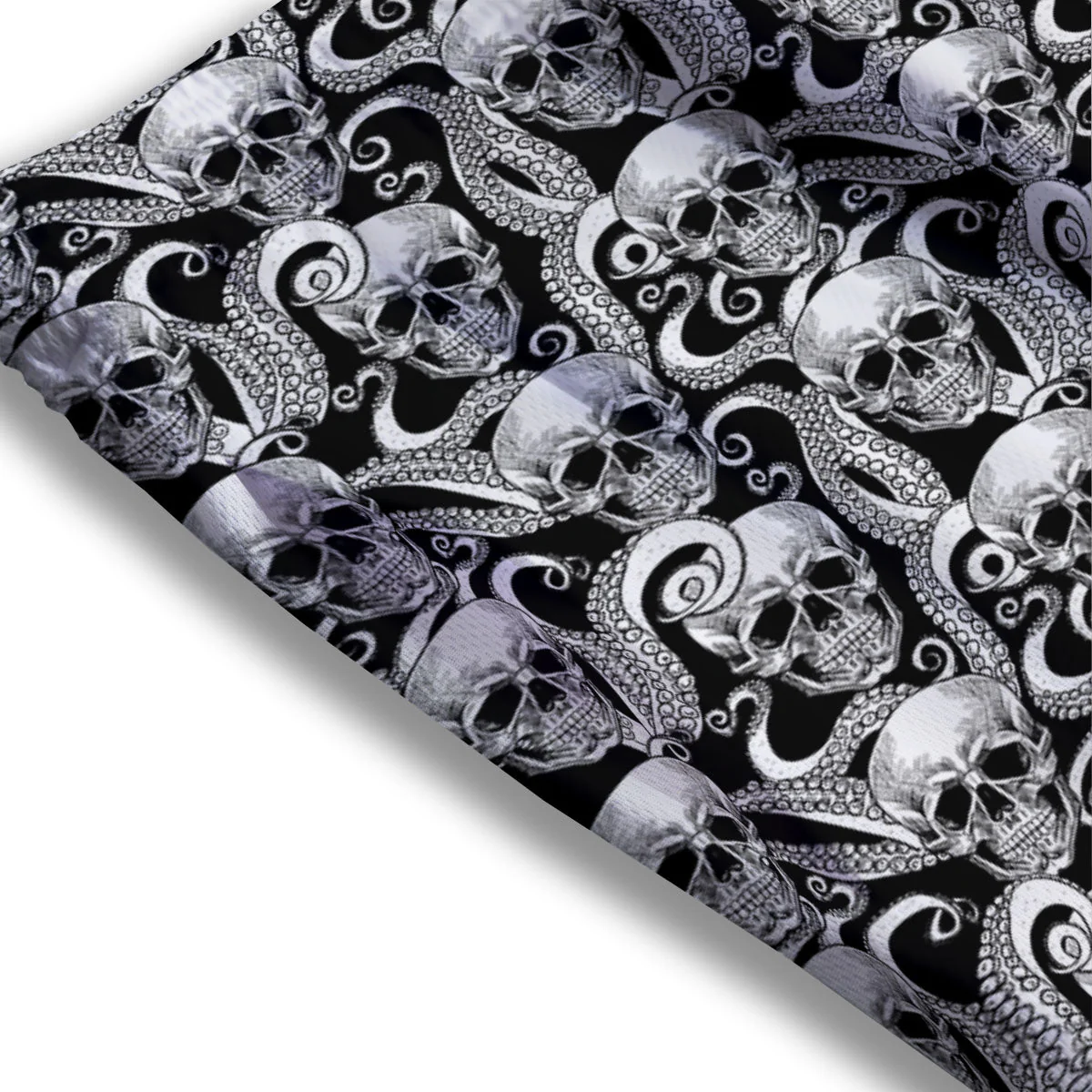Skull Octopus Tentacles Print Pattern Mesh Shorts - Image 3